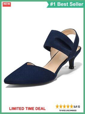 Women's Kitten Heel Pumps Closed Toe Suede Dress Shoes